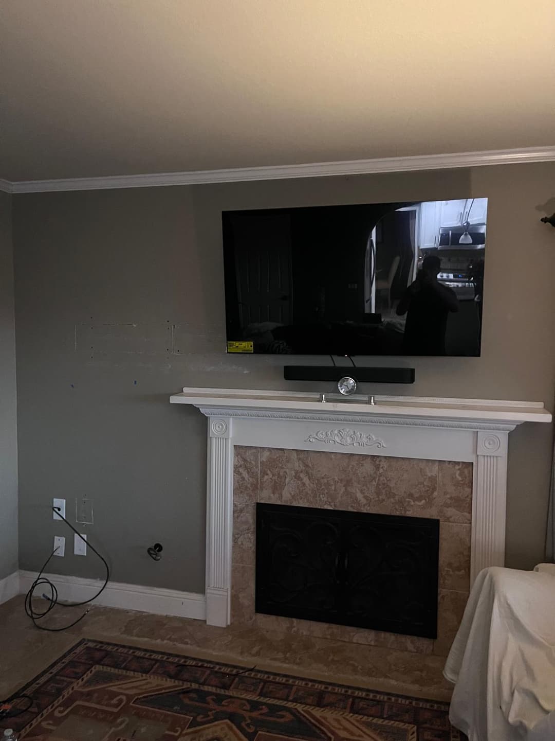 picture of newly remodeled fireplace with custom woodwork